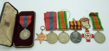 WWII medals comprising 1939/1945 Star, Defence Medal, War Medal and Imperial Service Medal named