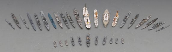 Thirty-one Neptun and similar diecast model waterline ships, largest 10cm long.