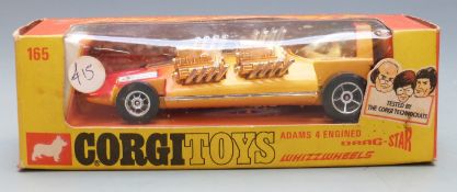 Corgi Toys Whizzwheels diecast model Adams 4 Engined Drag-Star with yellow and red body and gold