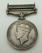 Royal Air Force General Service Medal with clasp for Palestine, named to 590842 Sgt J G Cowlishaw,