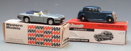 Two 1:43 scale diecast model vehicles Western Models 1987 Jaguar XJS V12 WP115 and Somerville Models