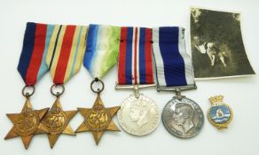 Royal Navy WWII medals comprising 1939/1945 Star, Africa Star, Atlantic Star, War Medal and Long