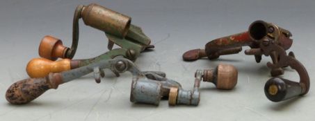 G & J W Hawksley 12 bore shotgun cartridge reloading rollover tool and two shotgun cartridge