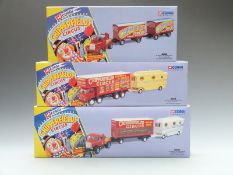 Three Corgi Classics Chipperfield's Circus diecast model vehicle sets comprising Foden Closed Pole