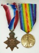 British Army WWI medals comprising 1914/1915 Star and Victory Medal named to 13253 Pte W Carney,