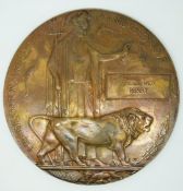 WWI Memorial Plaque for Frederick Perry