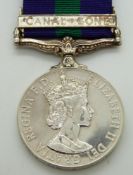 British Army General Service Medal with clasp for Canal Zone, named to 22574513 Cfn A Johnson, REME,