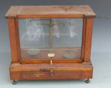 Cased set of laboratory scales by Becker's, Rotterdam in a mahogany case, width 45cm