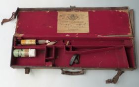 Cogswell & Harrison canvas and leather side by side shotgun case with fitted interior and '