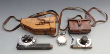 Two military clinometers in leather cases, one impressed W10 / VC. 7713 Mk5, the other MDS London