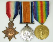 British Army WWI medals comprising 1914/1915 Star, War Medal and Victory Medal named to 082869 Pte E