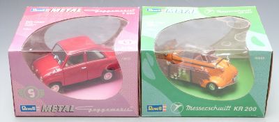 Two Revell 1:18 scale diecast model cars Messerschmitt KR 200 and Goggomobil, both in original