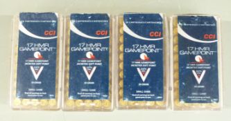 One-hundred-and-eighty-nine CCI .17 HMR Gamepoint rifle cartridges, all in original boxes. PLEASE