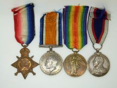Royal Navy WWI medals comprising 1914/1915 Star, War Medal and Victory Medal named to 4924 G Butland