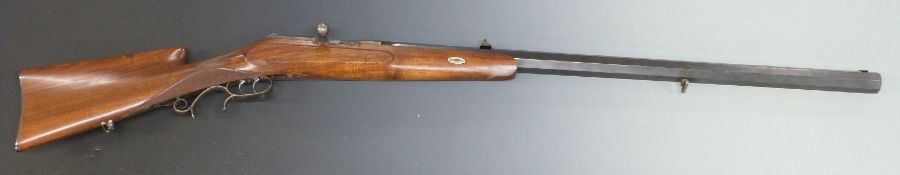 Unnamed .600 calibre bolt action big game or target rifle with chequered grip, set trigger,