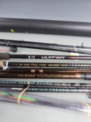 Collection of coarse fishing feeder and ledger rods including Daiwa Lightning Coil, Drennan medium