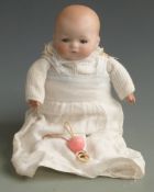 Armand Marseille bisque headed doll with closed mouth, weighted blue eyes and composite hands,