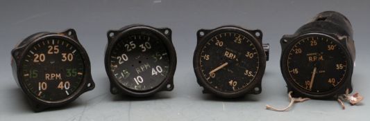 Four 6A/1609 RPM gauges, believed ex WWII Wellington bomber aircraft
