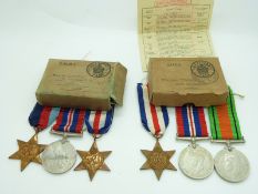 British Army boxed medals comprising 1939/1945 Star, France & Germany Star and War Medal addressed