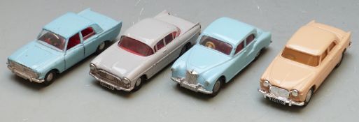 Four Tri-ang Spot-On 1:42 scale diecast model cars comprising Rover 3 Litre, Ford Zephyr Six,