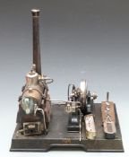 Marklin stationary live steam engine with horizontal boiler, single cylinder and faux governor, 37cm