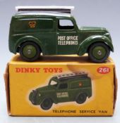 Dinky Toys diecast model Telephone Service Van with green body and hubs, 261, in original box.