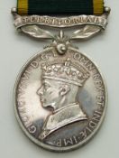 British Army Territorial Efficiency Medal (George VI) named to 1474301 Bombardier C D Williams,