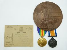 British Army WWI medals comprising War Medal and Victory Medal named to 35473 Pte W Britton,