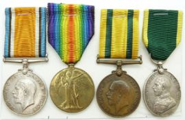 Royal Flying Corps WWI Territorial Force War Medal named to 403272 Pte W L Andrews, RFC together