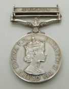 Royal Air Force General Service Medal with clasp for Cyprus, named to 1530246 Sgt R M Greaves, RAF