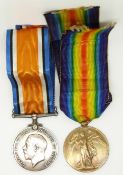 British Army WWI medals comprising War Medal and Victory Medal named to 29663 Pte C E Curgenven, The