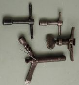 Four percussion gun tools comprising two by T & C Gilbert one spring clamp and one multi tool with