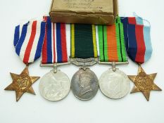 British Army WWII medals comprising 1939/1945 Star, France & Germany Star, War Medal, Defence
