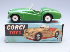 Corgi Toys diecast model Triumph T.R.2 Sports Car with green body and cream interior, 301, in