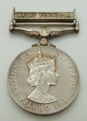Royal Air Force General Service Medal with clasp for Malay Peninsula, named to L1935885 SAC M G