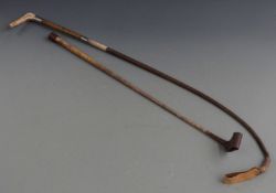 Swaine & Co, London, riding crop with white metal mounts and one other