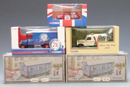 Five diecast model vehicles comprising two 1:50 scale NZG Bauwagen Construction Site Vans 505 and