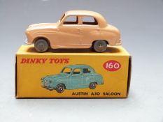 Dinky Toys diecast model Austin A30 Saloon with brown body, 160, in original box.