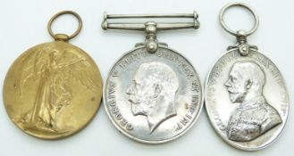 British Army WWI medals comprising War Medal and Victory Medal named to 5-209 Pte W Smith,