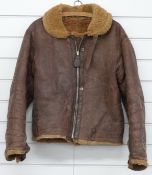 Circa WWII leather flying jacket, size small