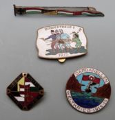 Four German and Turkish WWI enamel badges including Dardanellen Weltkrieg 1914-1915, Bundestreue