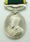 British Army Territorial Efficiency Medal (George V) named to 760481 Sgt J L Davis, Royal Artillery