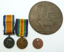 British Army WWI medals comprising War Medal and Victory Medal named to 202259 A Stanton,