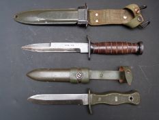 US M3 fighting knife, blade length 16cm, with sheath stamped US M8AI together with German Army