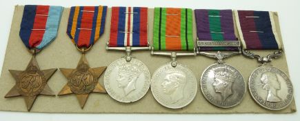 Royal Air Force WWII medals comprising 1939/1945 Star, Burma Star, Defence Medal, War Medal and