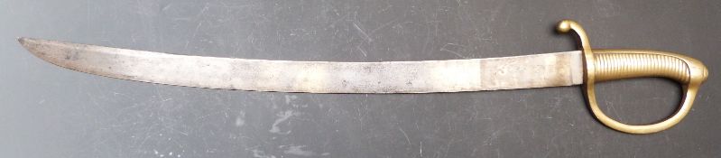 Continental early 19thC brass hilted short sword, blade 58cm, marked Tschudi in Lichtenstein to