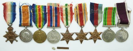 British Army Royal Artillery medal group for 1424811 Sgt F Gibbon comprising WWI 1914/1915 Star, War