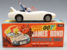 Corgi Toys diecast model James Bond Toyota 2000GT with white body, spoked hubs and figures, 336,