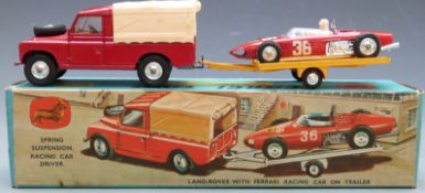 Corgi Toys diecast model Gift Set 17 Land Rover with Ferrari Racing Car On Trailer, in original box.