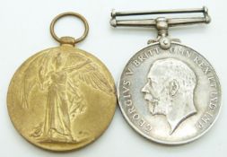 British Army WWI medals comprising War Medal and Victory Medal named to 016667 Pte J Colman, Army